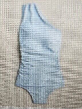 NWOT J.CREW Misty Blue Runched One Shoulder One Piece